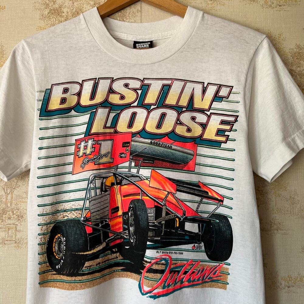 90s World of Outlaws Bustin' Loose Tee | Single Stitch Screen Stars | Size S